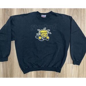 Vintage Wichita State Shocker Black Crewneck Sweatshirt with Yellow Mascot